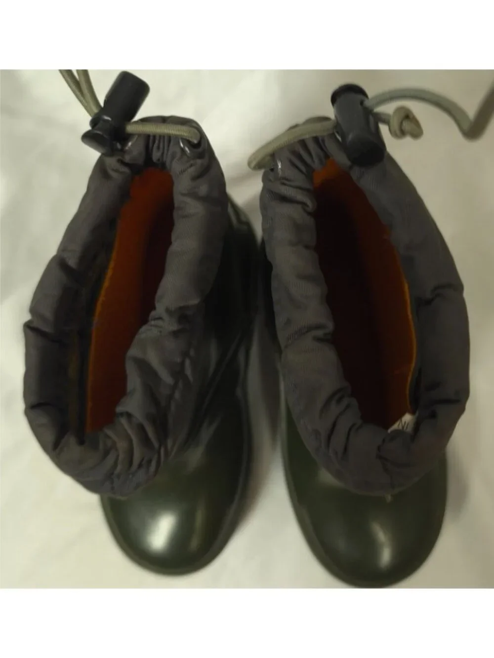 Lands End Toddler Size 5 M Green Rubber Rain Snow Slip-On Draw String Boots